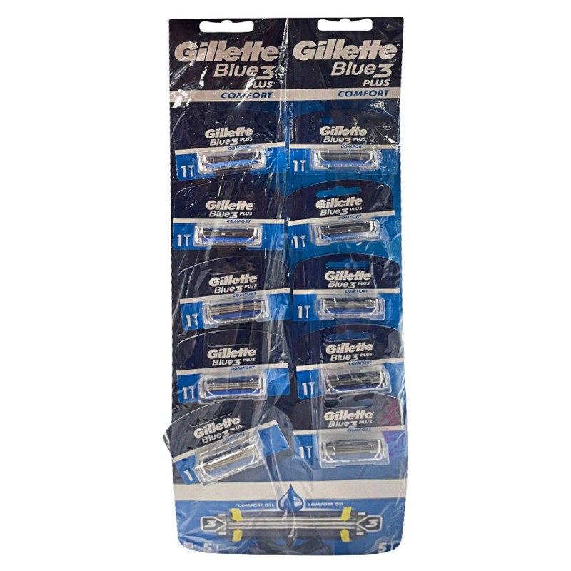 Aparat de Ras Gillette Blue 3 Plus Comfort, 3 Lame, Barbati, 10 Bucati
