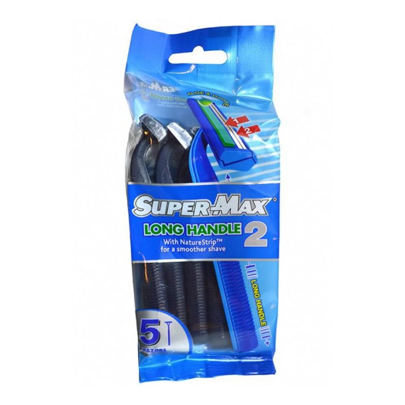 Aparat de Ras SuperMax Long Handle cu 2 Lame, 5 Bucati