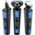 Aparat de Tuns si Ras Electric Reincarcabil 4 in 1, Barbati, IPX6, LED, 3 Capete, Negru