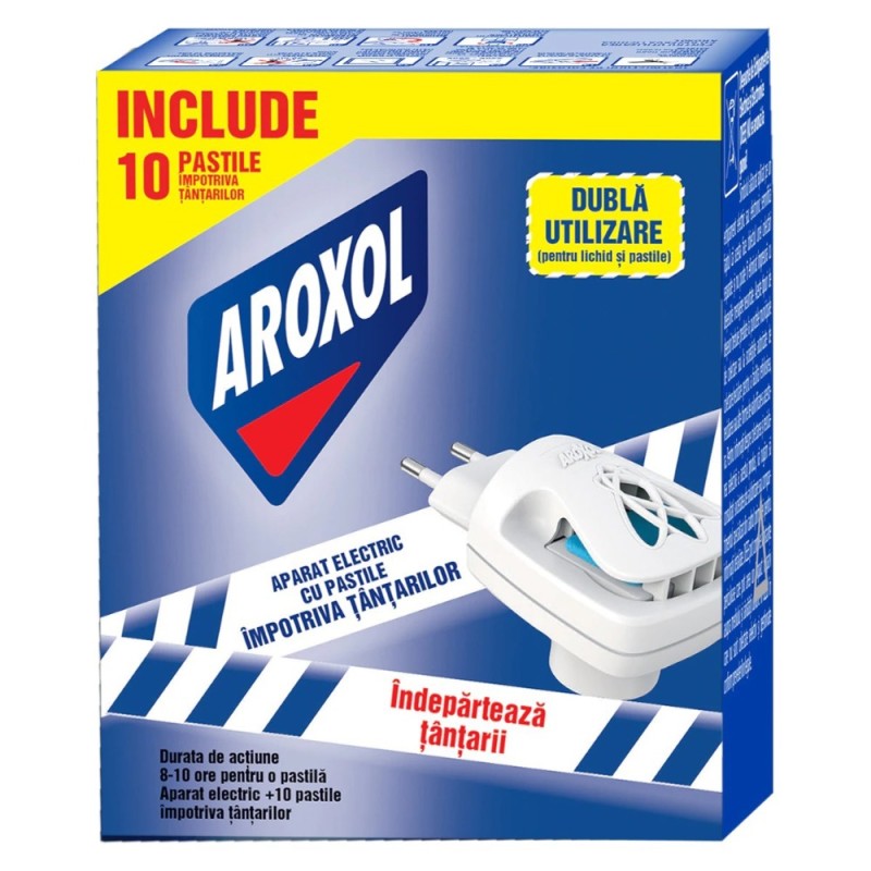 Aparat Electric Impotriva Tantarilor Aroxol cu Dubla Utilizare, Rezerva Lichida si Pastile