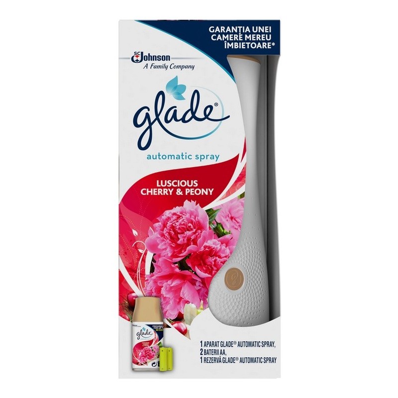 Aparat Odorizant de Camera Glade Automatic Spray Cherry & Peony 269 ml + Rezerva