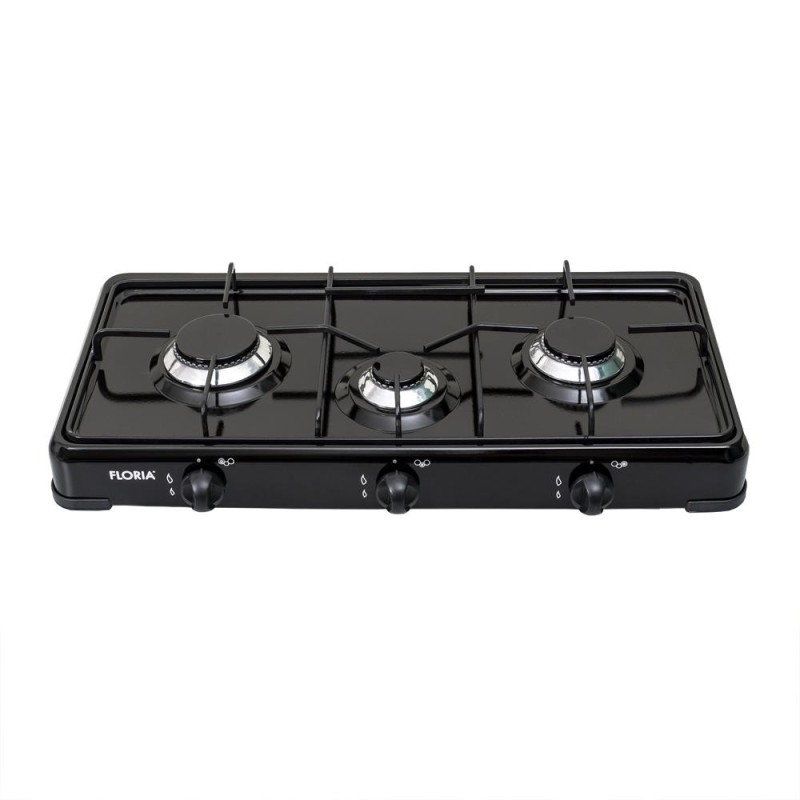 Aragaz cu 3 Ochiuri, 62 cm, Alimentare la Butelie, Negru