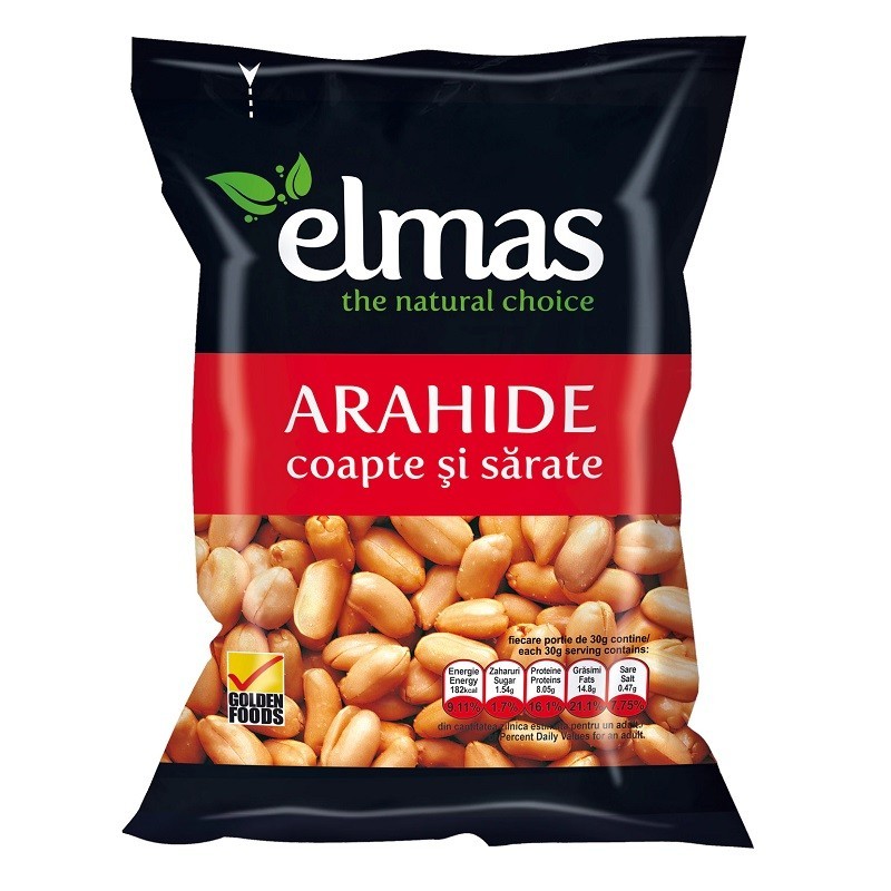 Arahide Decojite Coapte cu Sare, Elmas, 300 G