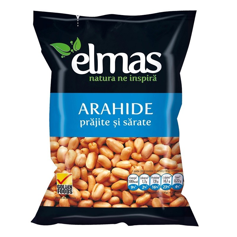 Arahide Decojite Prajite in Ulei, Elmas, cu Sare, 300 G