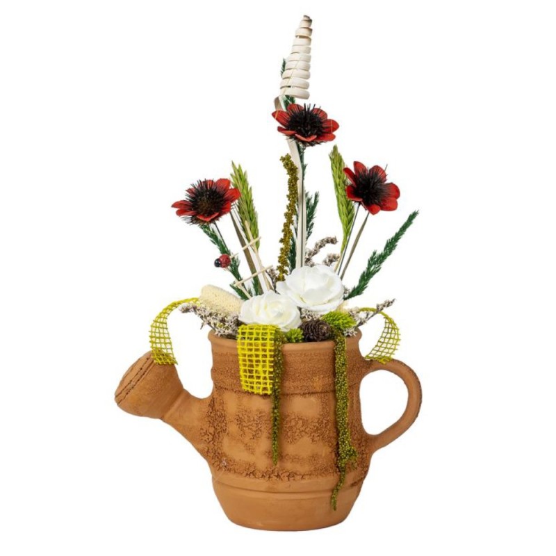 Aranjament Floral din Ceramica, Stropitoare Mica cu Flori