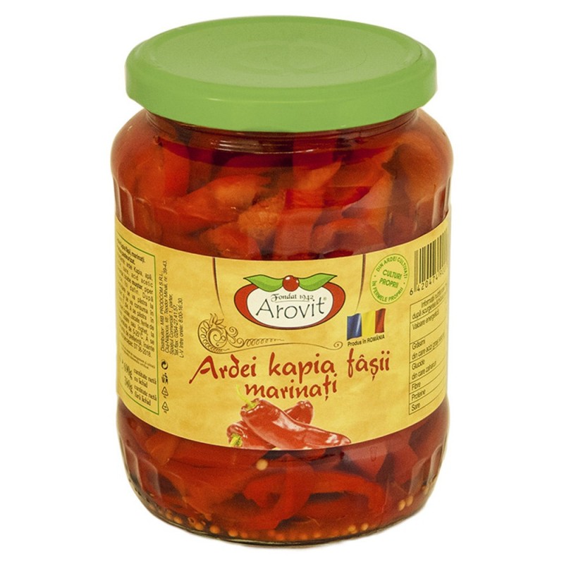 Ardei Kapia Fasii Marinati Arovit, 690 g