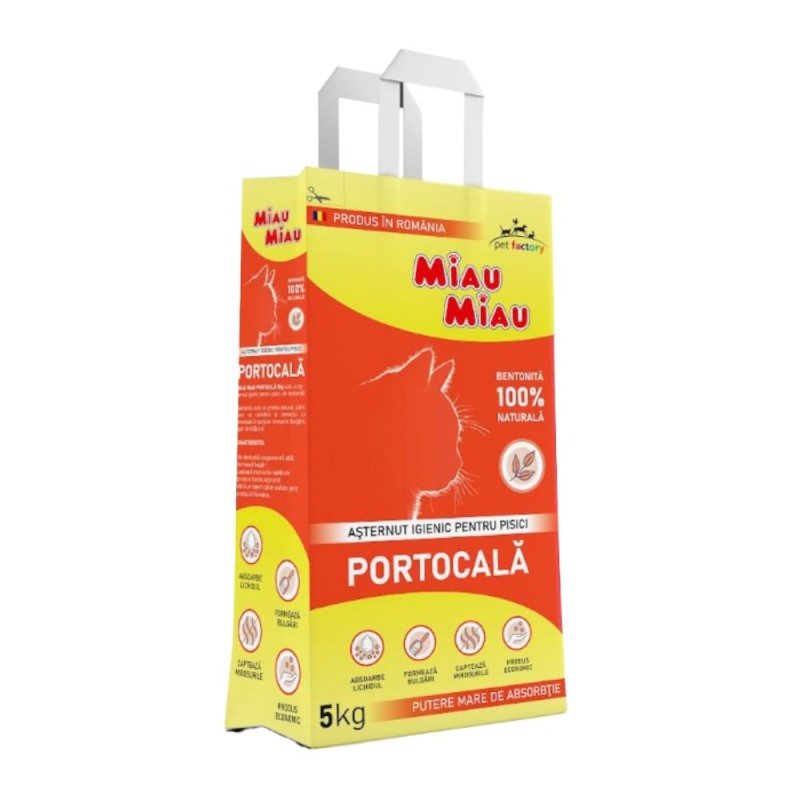 Asternut Igienic pentru Pisici Miau Miau, Portocala, 5 kg