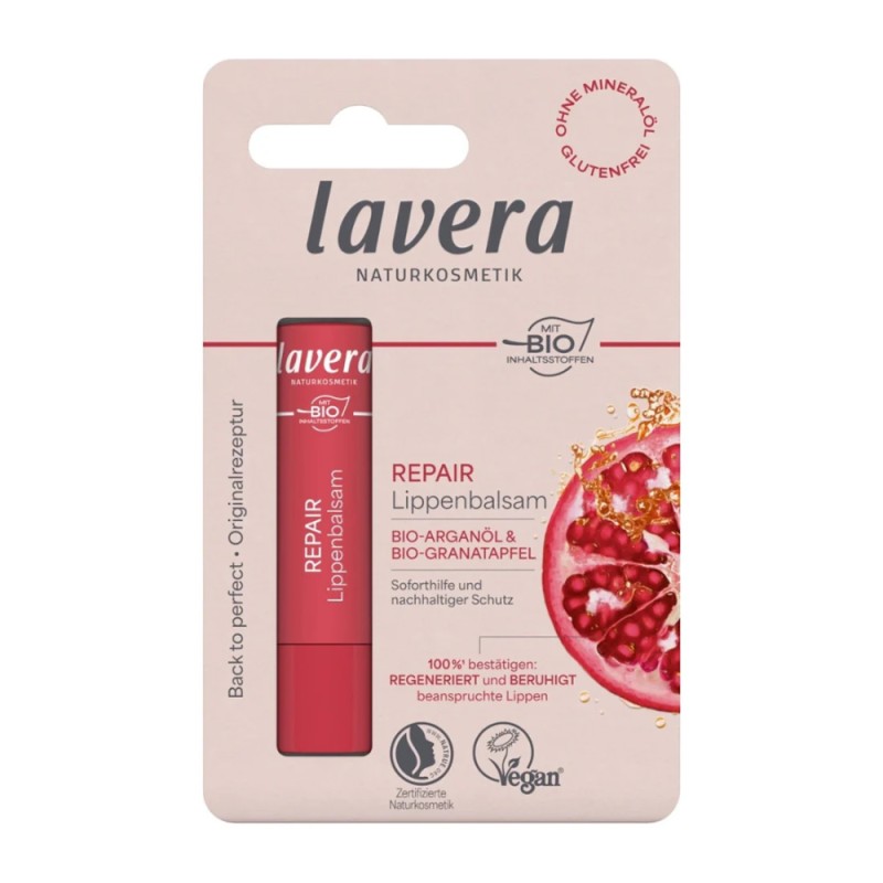 Balsam de Buze Reparator Bio cu Rodie si Ulei de Argan, Lavera, 4.5 g