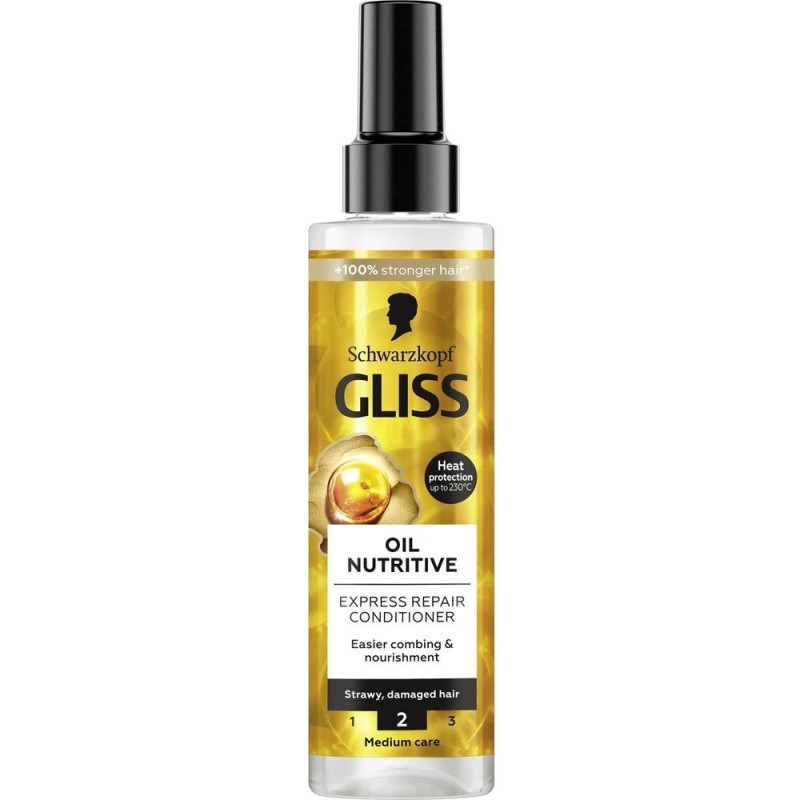Balsam de Par Express Schwarzkopf Gliss Oil Nutritive, pentru Par Uscat si Deteriorat, 200 ml