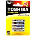 Baterii Toshiba R3 Alk High Power BL4, LR03GCP BP-4, 4 Bucati