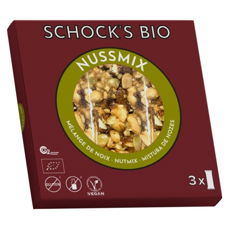 Batoane BIO Crocante cu Alune si Miere 3 x 25 g, Schock's