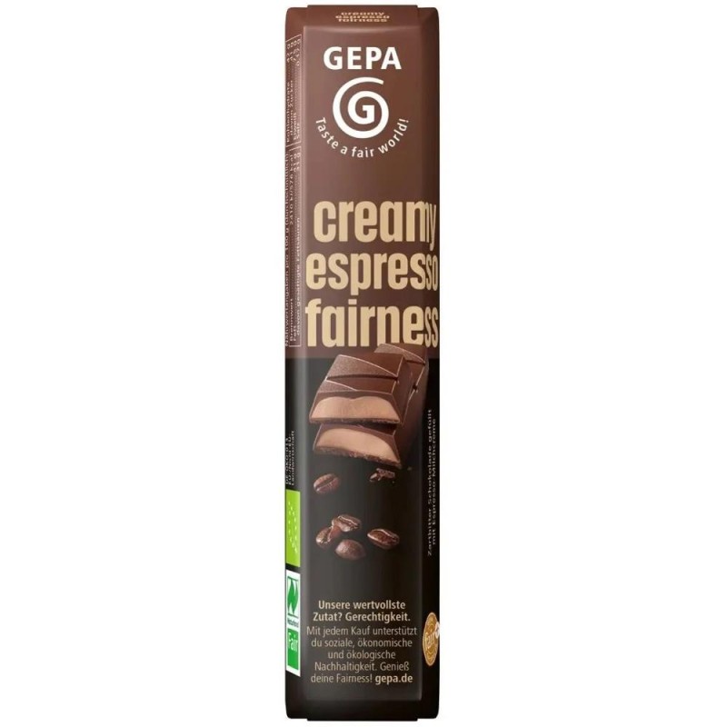 Baton de Ciocolata Umplut cu Crema Espresso, Gepa, Bio, 37.5 g