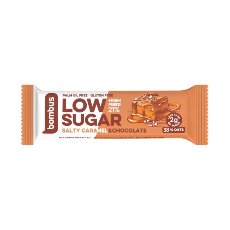 Baton Proteic, Bombus Low Sugar, cu Caramel Sarat si Ciocolata, 40 g