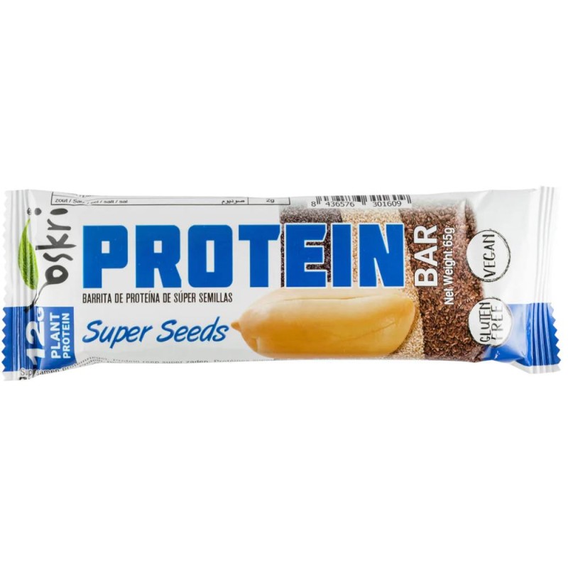 Baton Proteic cu Arahide si Seminte, Oskri, Bio, 65 g