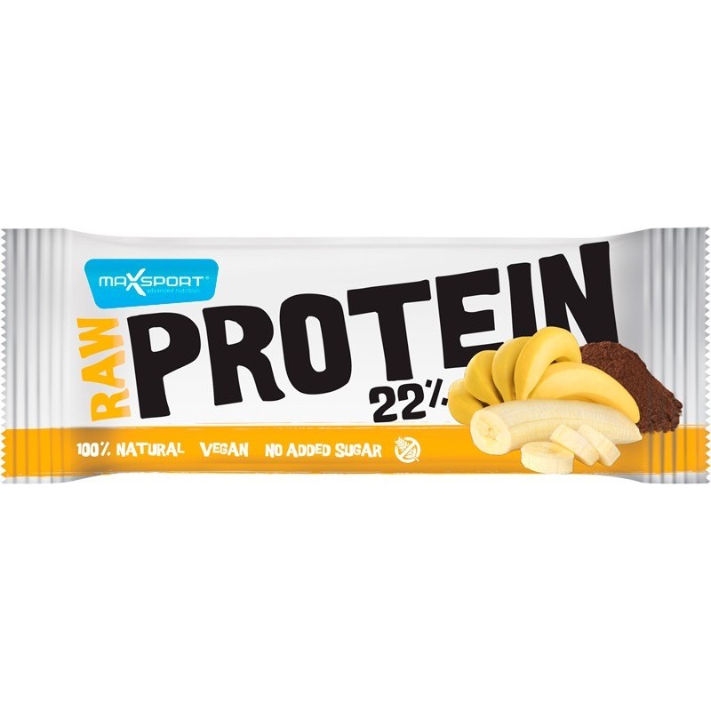 Baton Proteic cu Banane si Cacao, Max Sport Raw Protein 22 %, 50 g