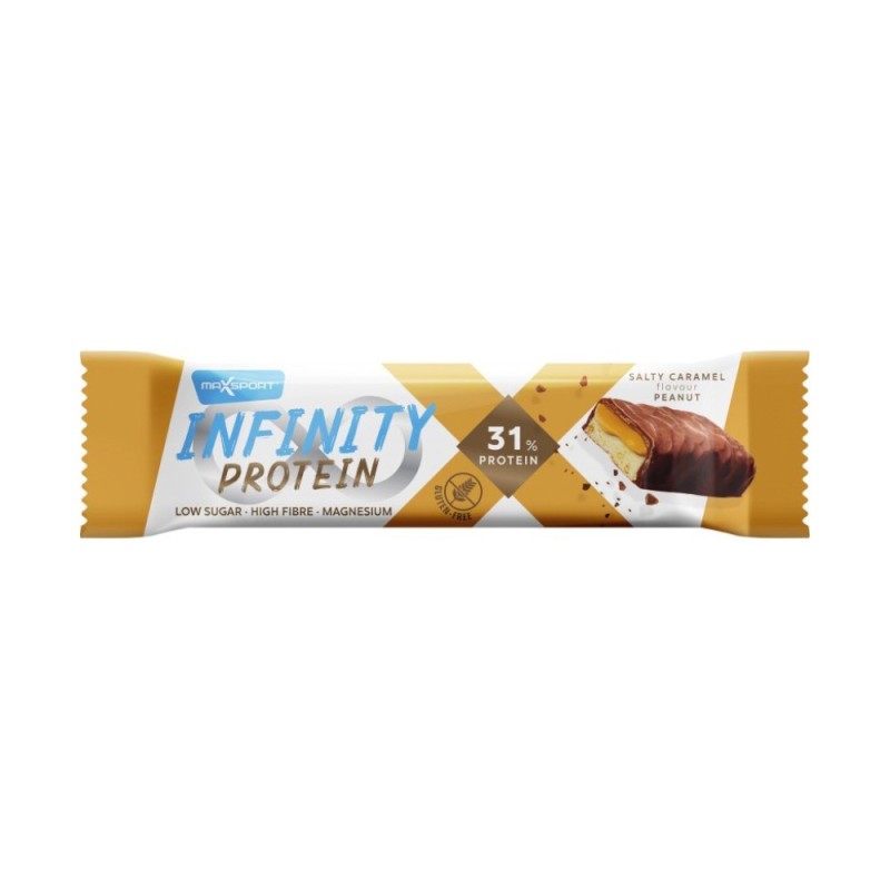 Baton Proteic Infinity, 31% Proteina, cu Caramel Sarat, Max Sport, 55 g