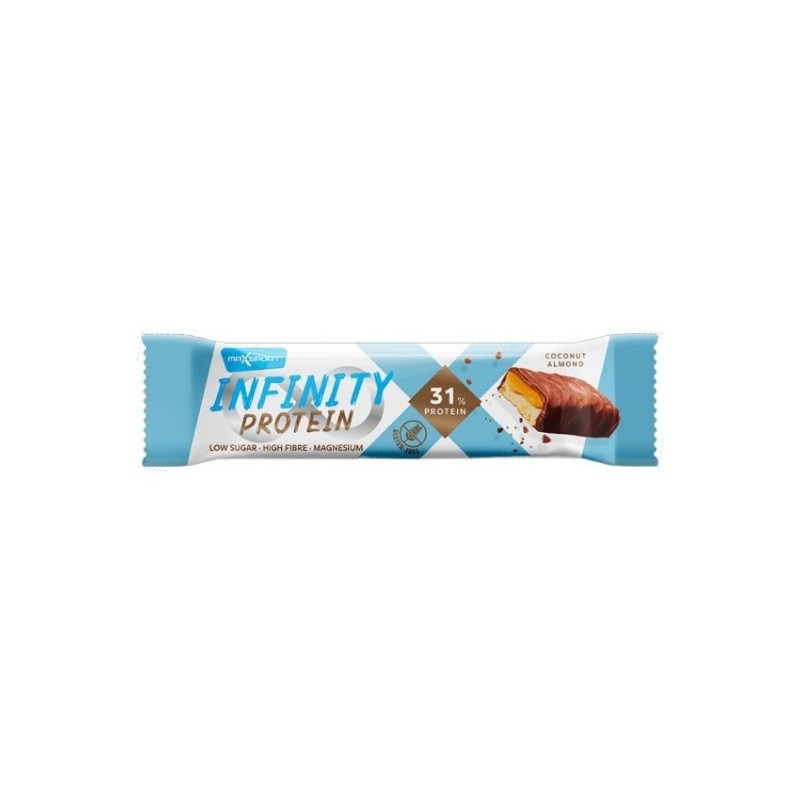 Baton Proteic Infinity Protein cu Nuca de Cocos si Migdale, 55 g, Max Sport