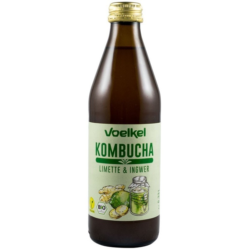 Bautura Bio Kombucha cu Limete si Ghimbir, 330ml Voelkel