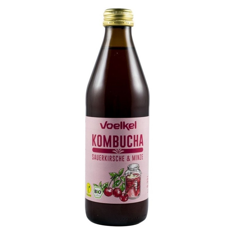 Bautura BIO kombucha cu Visine si Menta, 330 ml, Voelkel