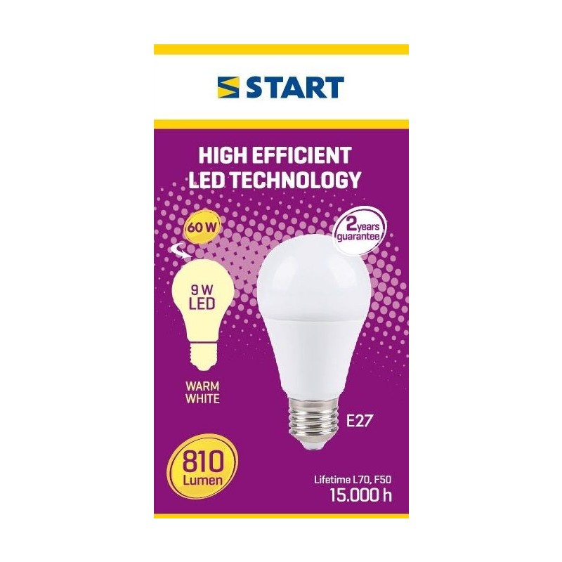Bec Led Start Mat Clasic, E27, 9W / 60W, 810 lm, 15000 Ore, 3000K, Lumina Calda