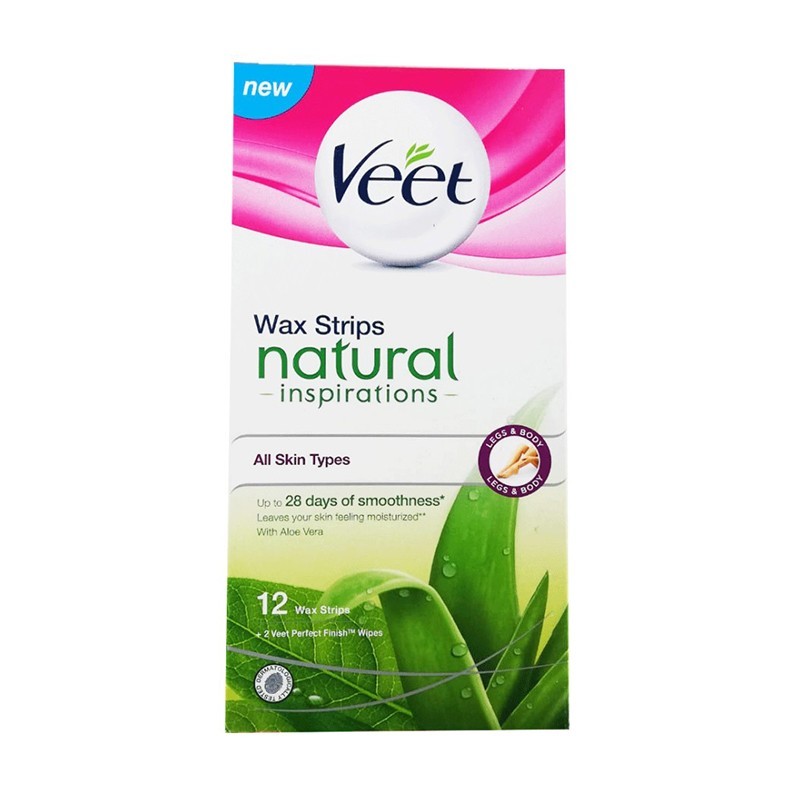 Benzi Depilatoare de Ceara pentru Piele Normala Veet cu Aloe Vera, 12 Bucati