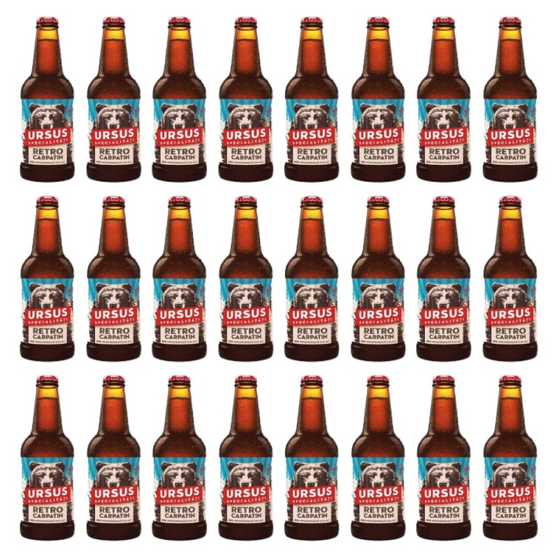 Bere Nepasteurizata Ursus Retro, Sticla, 24 x 0.33 l