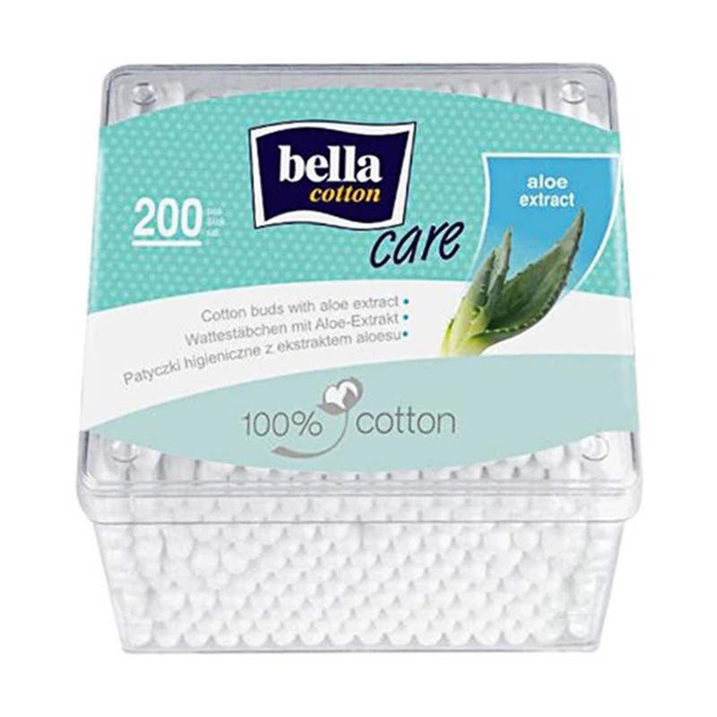 Betisoare Igienice cu Capetele Invelite in Bumbac si Extract de Aloe, Bella, Cutie, 200 Bucati