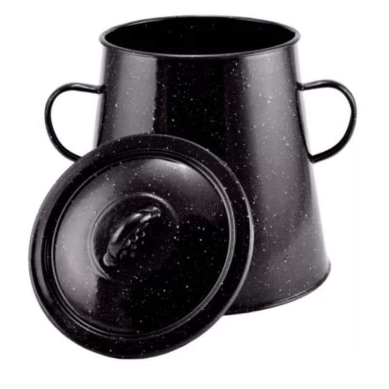 Garnita Emailata pentru Untura, 5 l, Negru, Perfect Home