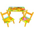 Birou pentru Copii, Portocaliu, Lemn, 2 Scaune si Masa, Grunberg