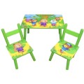 Birou pentru Copii, Verde, Lemn, 2 Scaune si Masa, Grunberg
