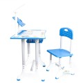 Birou si Scaun pentru Copii, Albastru, cu Lampa LED, Inaltime Reglabila, Z-tools