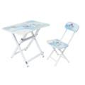 Birou si Scaun pentru Copii, Metal si Lemn, Pliabile, Albastru