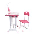 Birou si Scaun pentru Copii, Roz, cu Lampa LED, Inaltime Reglabila, Z-tools