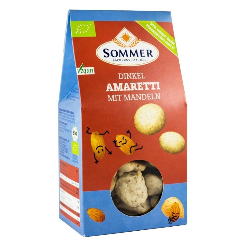 Biscuiti BIO Amaretti din Faina de Grau Spelta cu Migdale, 125 g, Sommer