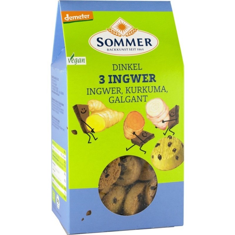 Biscuiti BIO cu Ghimbir, Curcuma si Galangal, 150 g, Sommer