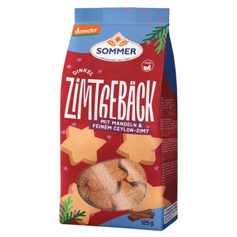 Biscuiti Bio din Spelta cu Scortisoara si Migdale, 125 g, Sommer