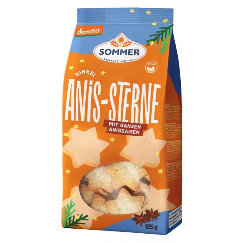 Biscuiti Bio din Spelta cu Seminte de Anason Intregi, 125 g, Sommer