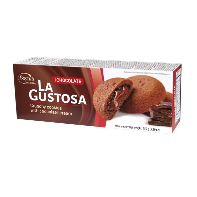 Biscuiti Crocanti La Gustosa, Bogutti, cu Crema de Ciocolata, 150 g