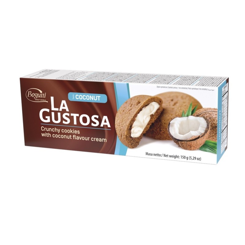 Biscuiti Crocanti La Gustosa, Bogutti, cu Crema de Cocos, 150 g