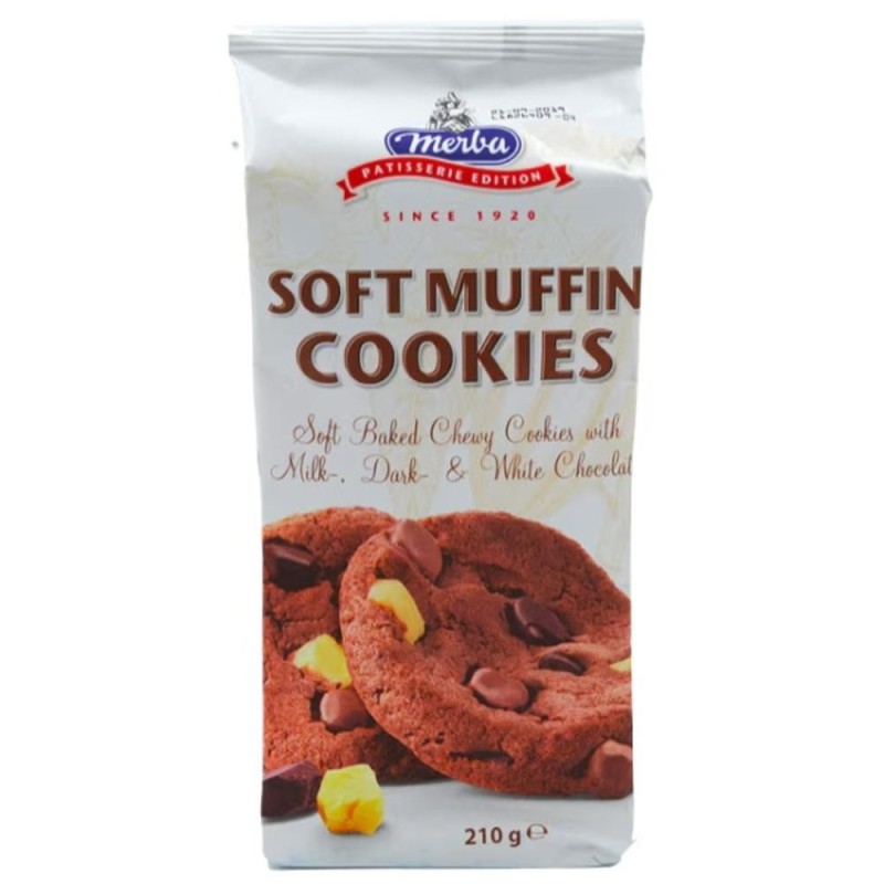 Biscuiti cu Bucati de Ciocolata Alba si Neagra, Merba, 210 g