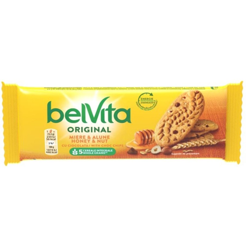 Biscuiti cu Cereale, Miere si Alune de Padure Belvita Start, 50 g