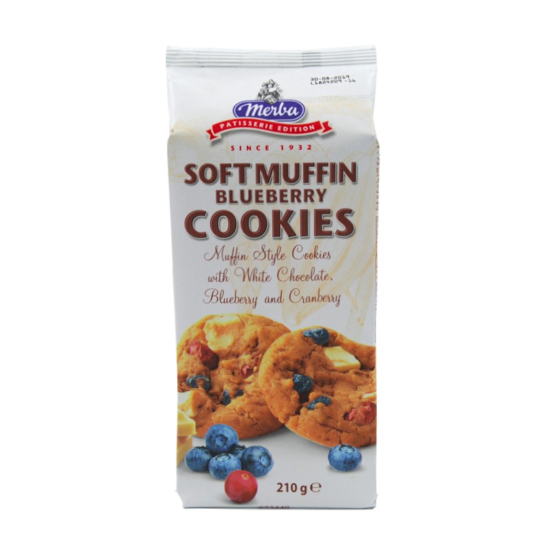 Biscuiti cu Ciocolata Alba si Afine Dulci, Merba, 210 g