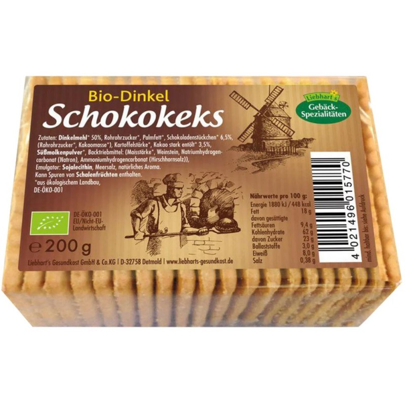 Biscuiti din Grau Spelta cu Cacao, Liebhart's Gesundkost, Bio, 200 g
