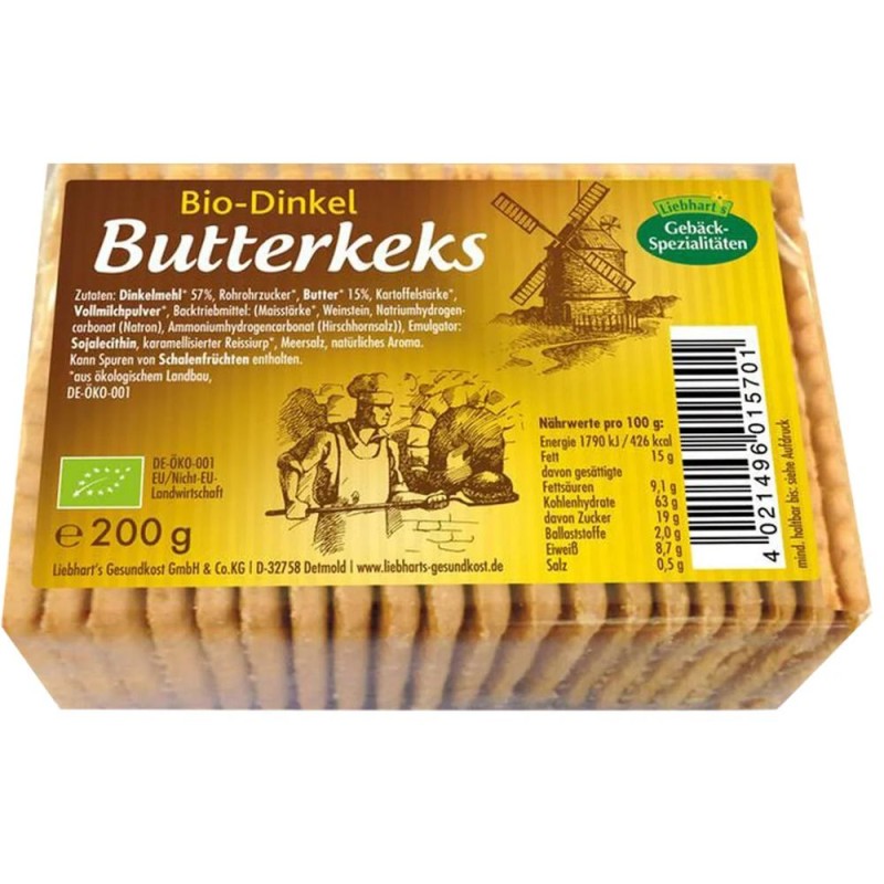 Biscuiti din Grau Spelta cu Unt, Liebhart's Gesundkost, Bio, 200 g