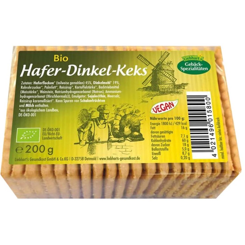 Biscuiti din Grau Spelta si Ovaz, Liebhart's Gesundkost, Bio, 200 g