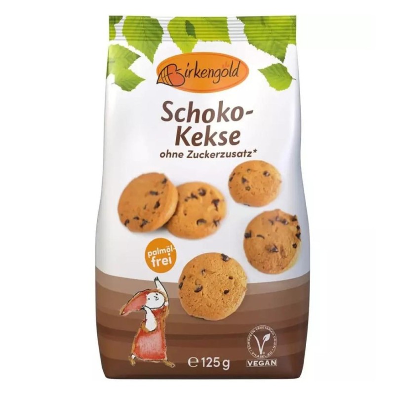 Biscuiti din Ovaz cu Ciocolata, Indulciti cu Xylitol 125 g, Birkengold