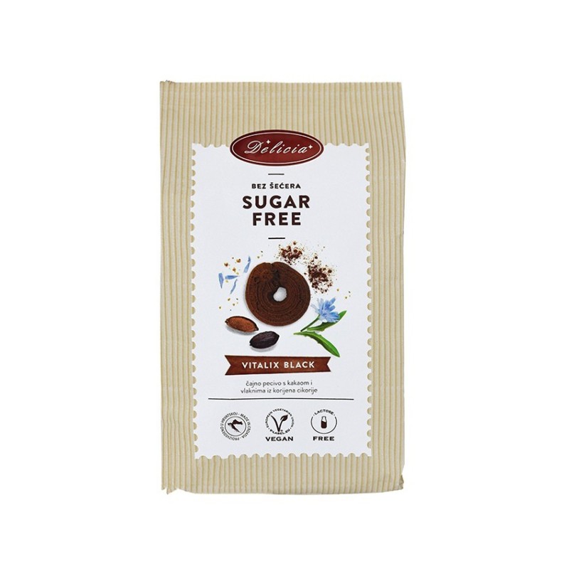 Biscuiti fara Zahar, cu Cacao si Radacina de Cicoare, 200 g, Delicia