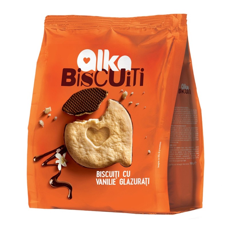 Biscuiti Glazurati cu Vanilie Alka, 180 g
