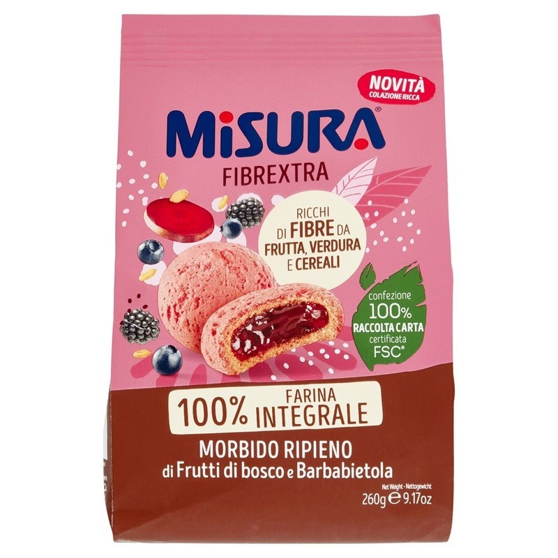 Biscuiti Integrali Misura, Monte Banato, cu Fructe de Padure, Sfecla si Struguri, 260 g