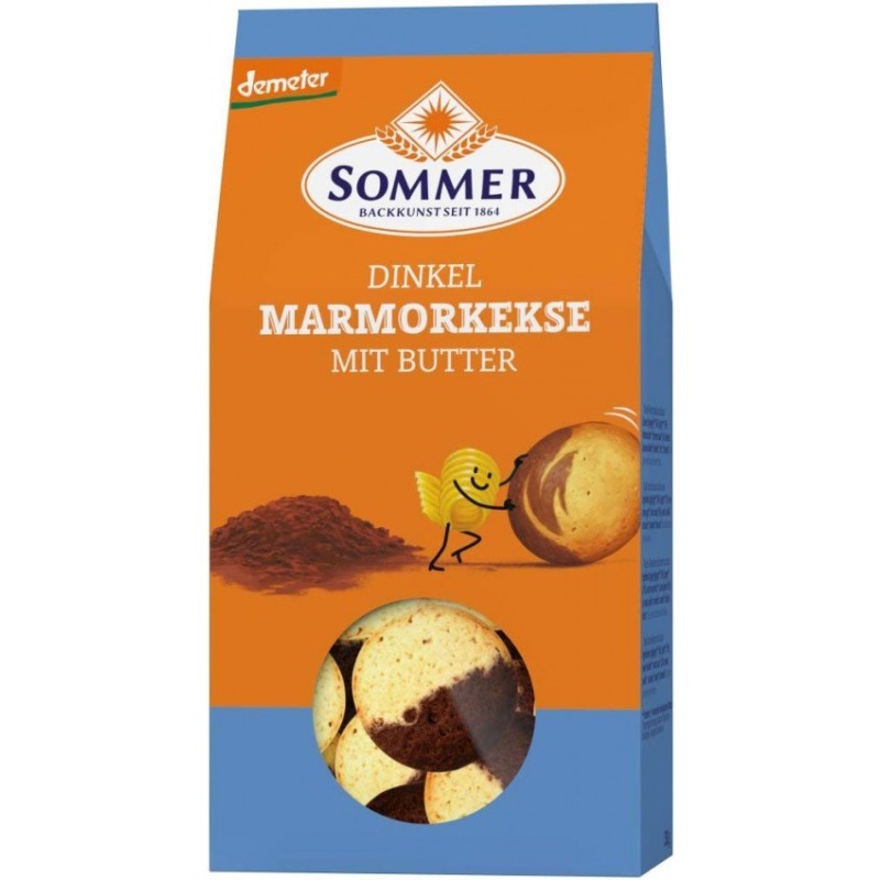 Biscuiti Marmorati BIO, din Faina de Grau Spelta, cu Unt, 150 g, Sommer